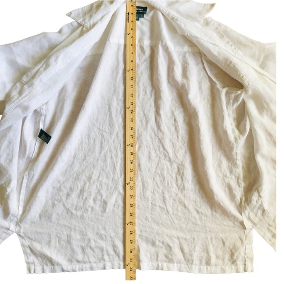 LAUREN Ralph Lauren Linen White Long Button Down Shirt - Picture 12 of 16